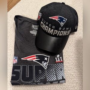 New England Patriots SBLI hat and tshirt